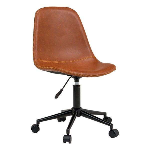 萩原 ハギハラ キャスター付き昇降チェア ブラウン・幅55×奥行66×高さ84〜97cm 座面丸型タ...