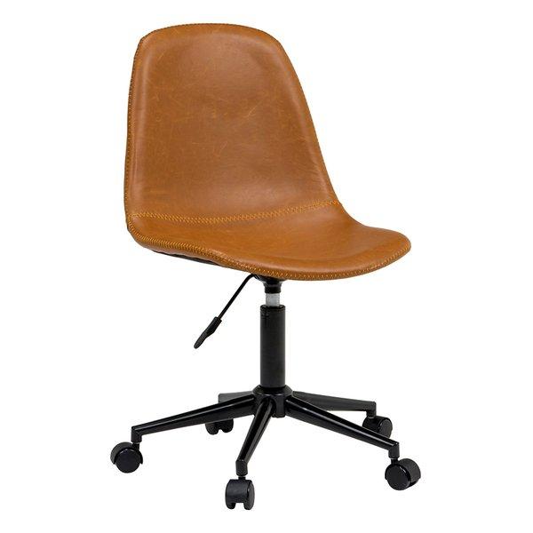 萩原 ハギハラ キャスター付き昇降チェア キャメル・幅55×奥行66×高さ84〜97cm 座面丸型タ...