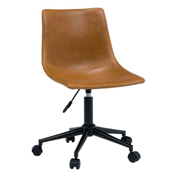 萩原 ハギハラ キャスター付き昇降チェア キャメル・幅55×奥行56×高さ78〜91cm 座面角型タ...