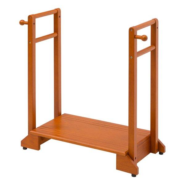 萩原 ハギハラ 手すり付き玄関踏み台 両手タイプ 玄関 踏み台 手すり 両手すり 玄関台 両側 木製...