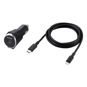 ELECOM エレコム カーチャージャー USB PD準拠 USB C-Lightng 1.5m MPA-CCLPD02BK(2532717)｜e-zoa