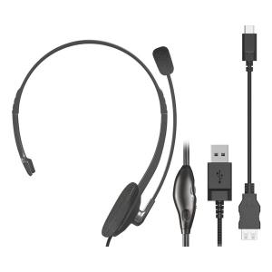 ELECOM エレコム ヘッドセット ブラック USB-C＋USB-A 片耳 ヘッドバンドタイプ HS-HP21UCBK(2544282)｜e-zoa
