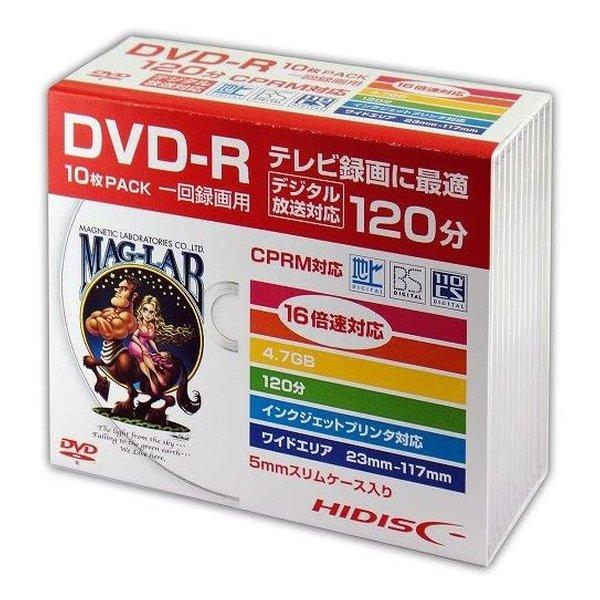 HIDISC ハイディスク DVD-R 16倍速 録画用 5mmスリムケース入り 10枚 HDDR1...