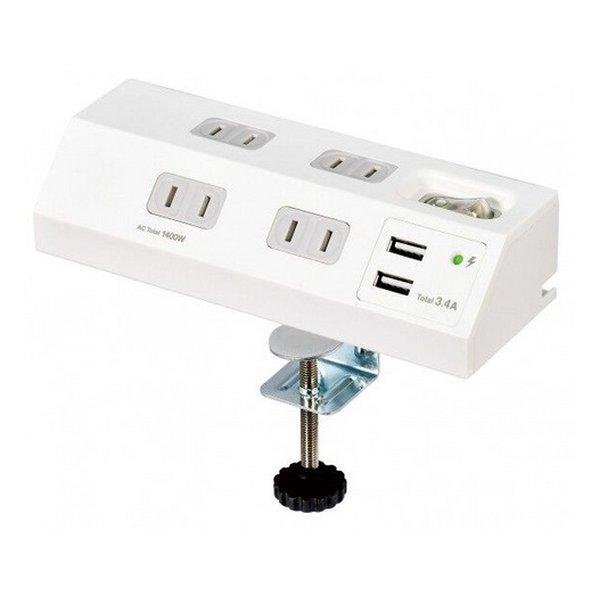 ELPA エルパ ガッチリ電源タップ 集中スイッチ AC 4個口 USB-A×2 2m 雷ガード ホ...