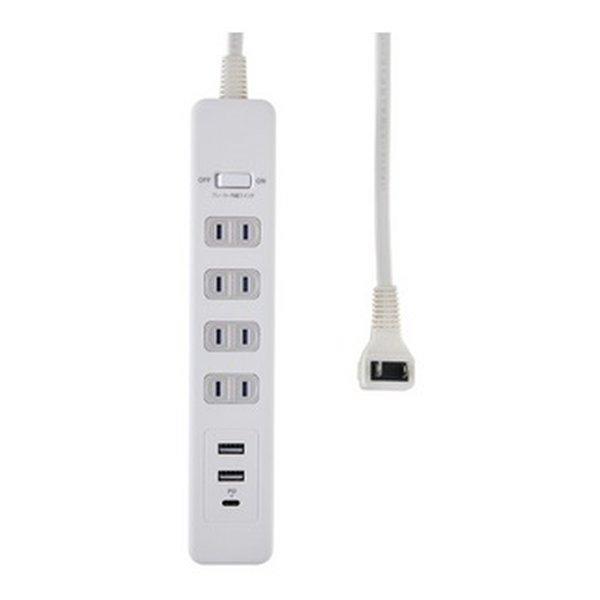 ELPA エルパ 電源タップ 集中スイッチ AC 4個口 USB-A×2 PD対応USB-C×1 2...