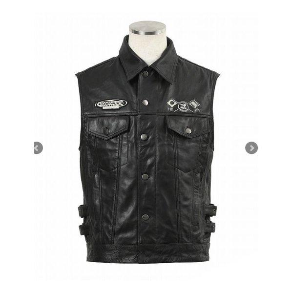 弐黒堂 Nikokudo ニコクドウ WBJN-90 ミッドナイトライドレザーベスト ブラック Lサ...