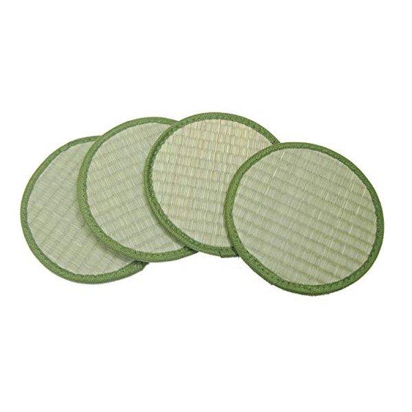 萩原 ハギハラ い草雑貨 座卓敷き 円形 4枚1組 直径約16cm グリーン 144001055(2...