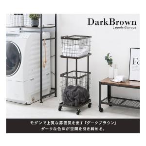 萩原 ハギハラ ランドリーラック KR-3945 幅33×奥行42×高さ97cm キャスター付 ダークブラウン KR-3945DBR(2608743)｜e-zoa