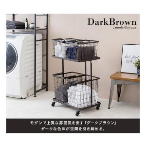 萩原 ハギハラ ランドリーラック KR-3946 幅62.5×奥行43×高さ97cm キャスター付 ダークブラウン KR-3946DBR(2608745)｜e-zoa