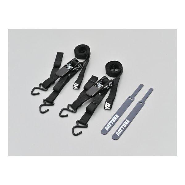DAYTONA デイトナ ラッシングベルト 2本入り ラチェット式 ベルト幅20mm フックタイプ ...