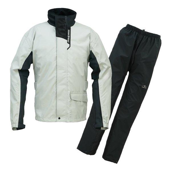 ROUGH&amp;ROAD ラフアンドロード デュアルテックス3レイヤーBIBレインスーツ プラチナシルバ...