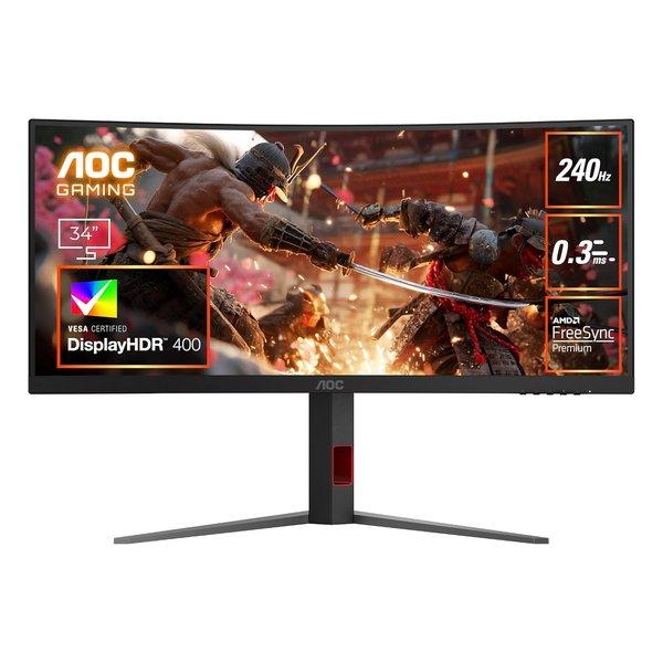 AOC エーオーシー 34インチ曲面ウルトラワイドゲーミングモニター 240Hz Fast VA C...