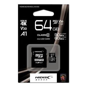 磁気研究所 ジキケンキュウジョ 超高速microSDXCカード 64GB CLASS10 UHS-I A1対応 HDMCSDX64GCL10V30(2472229)｜e-zoaplus