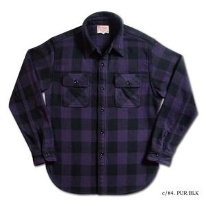 HV-00-PURxBK-50'sバッファローチェック-HV00-DELUXEWARE-デラックスウエアシャツ長袖-ヘビーネルシャツ-チェックシャツ