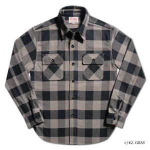 Deluxeware◇バッファローチェックシャツ/長袖シャツ/M/コットン/GRY