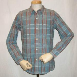 LV-01-ブルー-ネイティブチェックネルシャツ長袖-LV01-DELUXEWARE-デラックスウエ...