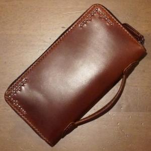 CHFZ-01-ブラウンタン-手縫いコードバンフルジップウォレットCHFZ01-CHFZ01-FLA...