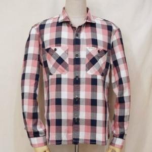 F-SCS-201L-ネイビーピンク-ブロックチェックシャツ201L長袖-FSCS201L-FLAT...