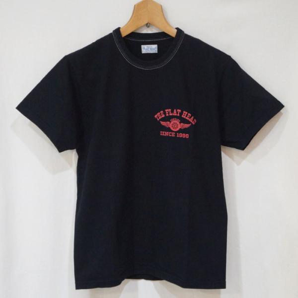 FN-THC-202-BK(BKxRD)-フラットヘッドTシャツ202-FNTHC202-FLATH...