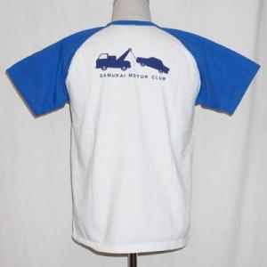 SMT17-103-ホワイトブルー-サムライ自動車倶楽部半袖ラグランTシャツ17-103-SMT17103-SAMURAIJEANS-サムライジーンズ-サムライ自動車倶楽部