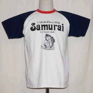 SUT17-102-ホワイトネイビー-サムライ魚釣倶楽部半袖クレイジーラグランTシャツ17-102-...