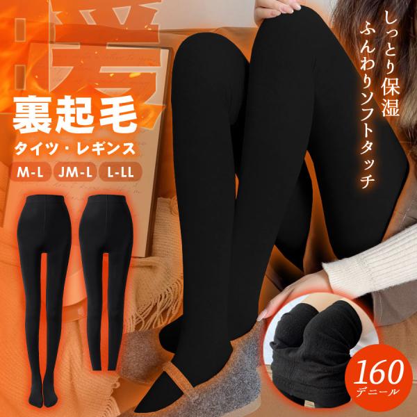 裏起毛 タイツ レギンス 裏起毛タイツ 裏起毛レギンス レディース 選べる 160 デニール 黒 あ...
