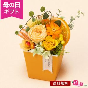 母の日 プリザーブドフラワー 花 プレゼント ギフト バラ 「フレッシュ・オランジェ」 ビタミンカラー 明るい 元気 かわいい お洒落 フラワーギフト 贈り物｜e87ys