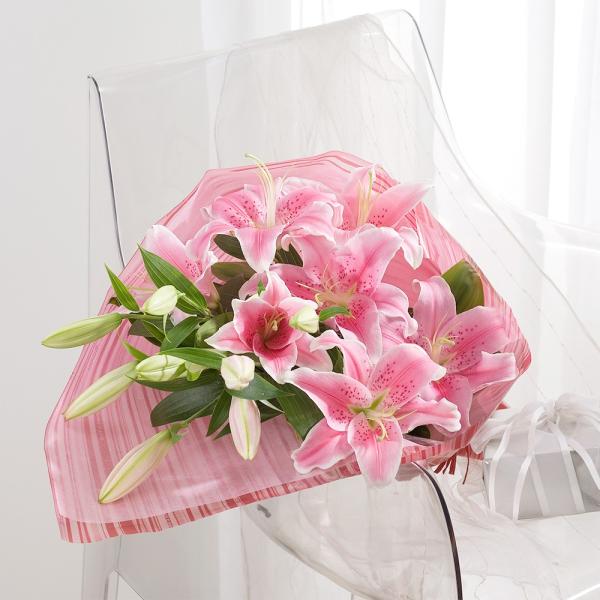 花束 プレゼント 「プレミアムリリー」 花 生花 ギフト フラワーギフト ユリ ピンク