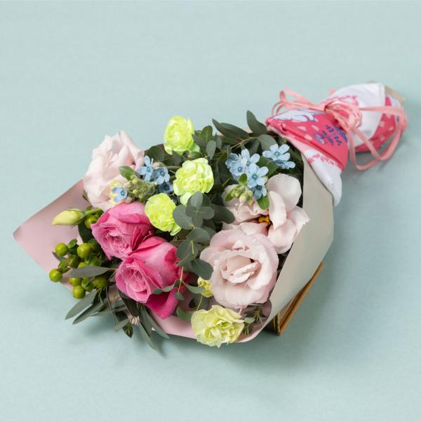 バラ 花束 ムーミン MOOMIN／花束「風呂敷ラッピング・ブーケ」 トルコキキョウ 誕生日 プレゼ...