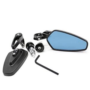 ELIFEPARTS バーエンドミラー 汎用バイクミラー 左右セット ブルー防眩ガラス 適合 MT07 MT09 GROM 等々