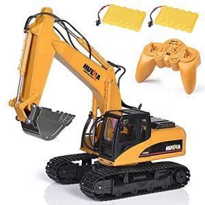 ラジコン ショベルカー 掘削機 15CH 1:14 2.4GHz無線 RCパワーショベル 合金強化版 680度回転 音楽 LEDライト搭載 自動