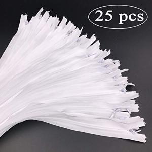 25本 白ファスナー ナイロン製 隠し ジッパー チャック 長さ40cm DIY 手芸 修理 衣類/クッション/ハンドメイド/小物作りに適用 コ
