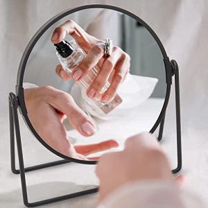 女優ミラー かがみ 化粧ミラー 鏡 卓上 スタンド ミラー メイク 卓上ミラー 360° 回転 真実の鏡 両面ミラー 等倍＆2倍拡大鏡クロム プ