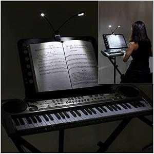 OsAtNb 8 LED 譜面台ライト ダブルヘッド ブックライト 読書灯 クリップライト 電池式 ブラック デスクライト usb給電 明るさ調