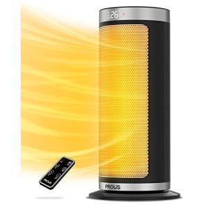 PROUS セラミックヒーター ECO 1500Wファンヒーター 4段階風量 2秒速暖 自動首振り ヒートショック対策 過熱防止 転倒停止 省エ