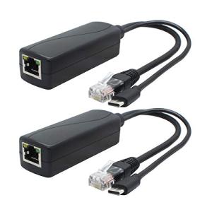 ANVISION 2パック5V PoEスプリッター、USB Type C、48V?5V 2.4A、IEEE802.3af準拠