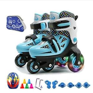 YIQI ローラースケート ローラーシューズ 子供用 ジュニア キッズ サイズ調整可能 発光 初心者向け クワッドローラー インラインスケート