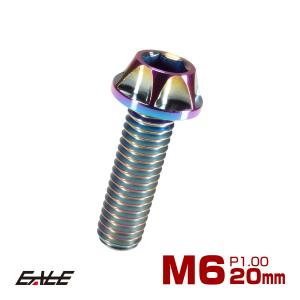 チタンボルト M6×20mm P1.00 キャップボルト 六角穴付ボルト 焼チタン風 虹色 カッティング  JA046