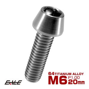 チタンボルト M6×20mm P1.0 キャップボルト 六角穴付き シルバー 素地色 テーパー JA104｜eale