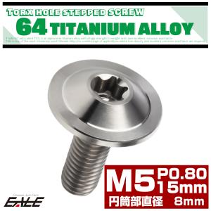 チタンボルト M5×15mm P0.8 円筒部直径8mm 段付きフランジボルト トルクス穴 シルバー JA1051