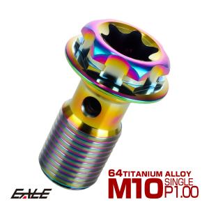 バンジョーボルト M10 P1.00 チタン シングル トルクス穴 レインボー 虹色 JA1295｜eale