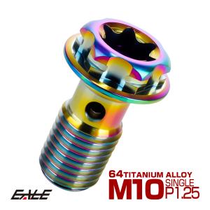 バンジョーボルト M10 P1.25 チタン シングル トルクス穴 レインボー 虹色 JA1296｜eale