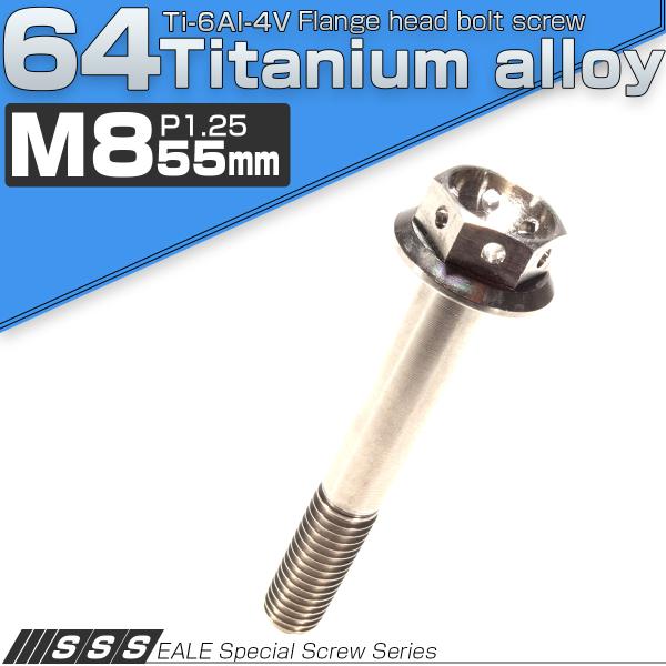 チタンボルト M8×55 P1.25 六角ボルト フランジ付 原色 ホール JA143