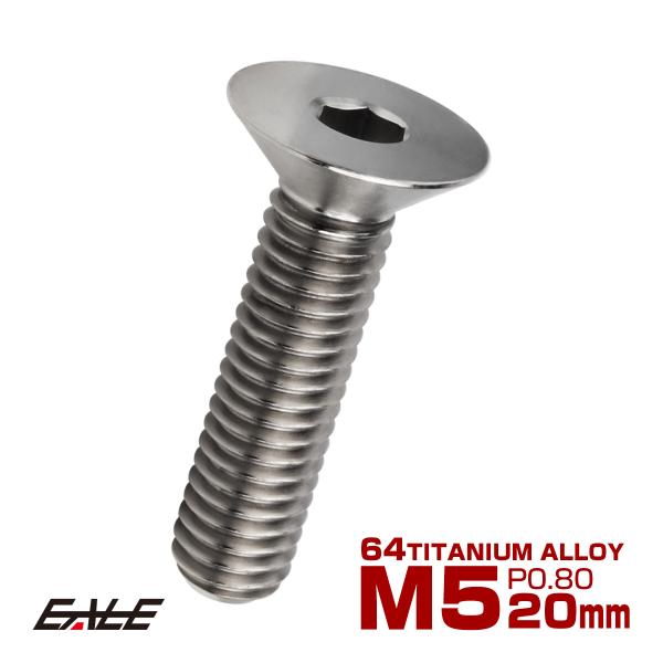 チタンボルト M5×20mm P0.8 皿ボルト 六角穴 皿 キャップボルト シルバー JA1506