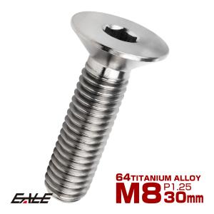 チタンボルト M8×30mm P1.25 皿ボルト 六角穴 皿 キャップボルト シルバー JA1604｜eale