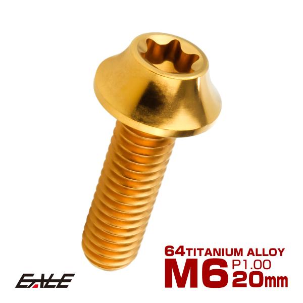 チタンボルト M6×20mm P1.00 キャップボルト カーブ テーパーヘッド トルクス穴 ゴール...
