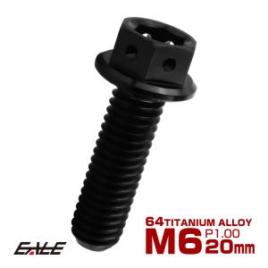 チタンボルト M6×20mm P1.00 六角ボルト 六角穴付き ホールヘッド フランジボルト ブラック JA1744｜eale