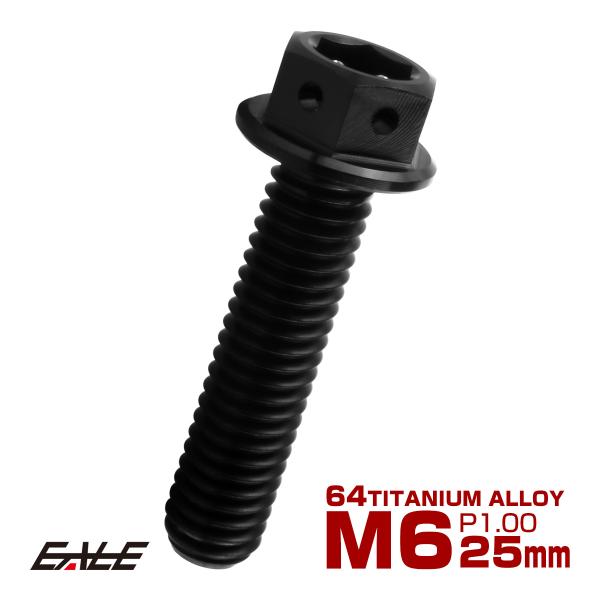 チタンボルト M6×25mm P1.00 六角ボルト 六角穴付き ホールヘッド フランジボルト ブラ...