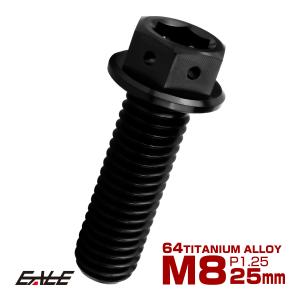 チタンボルト M8×25mm P1.25 六角ボルト 六角穴付き ホールヘッド フランジボルト ブラック JA1753｜eale