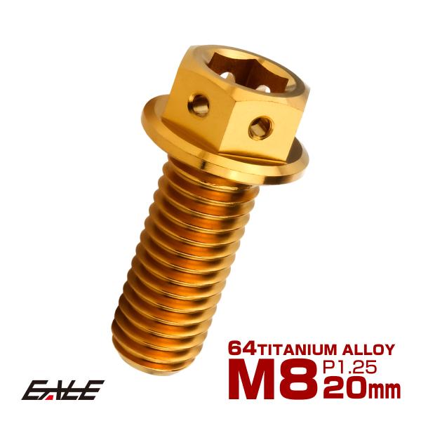 チタンボルト M8×20mm P1.25 六角ボルト 六角穴付き ホールヘッド フランジボルト ゴー...